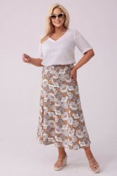 Lniana spódnica o długości MAXI PLUS SIZE OVERSIZE XXL. Spódnice damskie Moda Size Plus Iwanek, na co dzień, plus size, bez wzorów, ze lnu, eleganckie, plus size, maxi, oversize. W wyprzedaży za 69.90 zł.