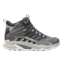 Buty trekkingowe - męskie - Merrell Moab Speed 2 Mid GORE-TEX - Asphalt. Szare trekkingi męskie Merrell, z gore-texu, za kostkę, bez zapięcia. Za 639.00 zł.