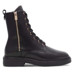 Trzewiki Sergio Bardi. Czarne botki damskie Sergio Bardi, bez wzorów, bez obcasa, na płaskiej podeszwie, bez zapięcia. Za 189.99 zł.