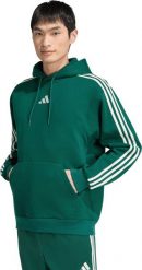 Adidas Bluza męska Essentials 3-Stripes Fleece Hoodie zielona KZ1413 XL. Zielone bluzy męskie Adidas, m, bez wzorów, bez kaptura. Za 250.47 zł.