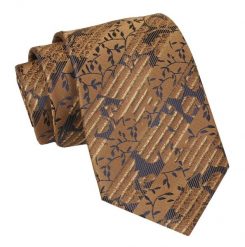 Krawat Męski, Klasyczny - ALTIES - Karmelowy, Kwiaty. Krawaty i muchy Alties, bez wzorów, z tkaniny, eleganckie. Za 49.00 zł.