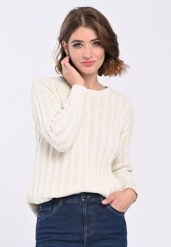 Bawełniany sweter S-LANA. Brązowe swetry nierozpinane damskie Volcano, m, bez wzorów, z bawełny, bez kołnierzyka, bez ramiączek. Za 129.99 zł.
