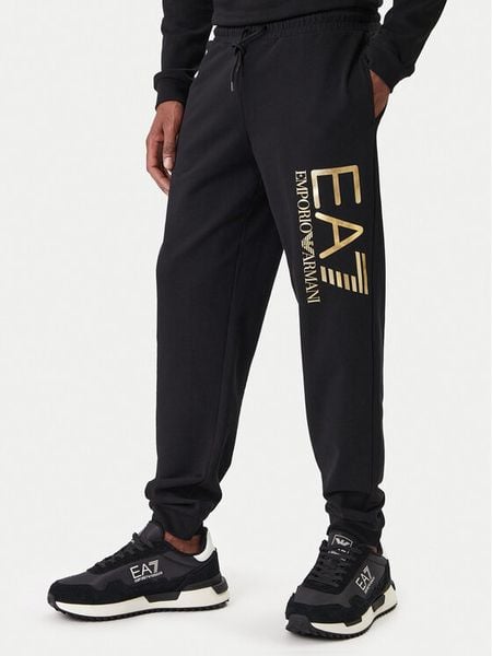 EA7 Emporio Armani Spodnie dresowe 7M001415 AF22266 MC004 Czarny Regular Fit. Czarne spodnie sportowe męskie EA7 Emporio Armani, m, bez wzorów, z bawełny. Za 449.99 zł.