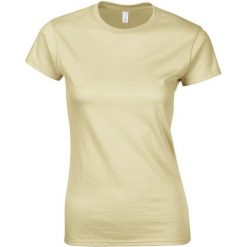 Koszulka Damska Krótki Rękaw Soft Style. Brązowe bluzki damskie GILDAN, xl, bez wzorów, sportowe, bez kołnierzyka, bez ramiączek. Za 28.99 zł.