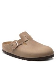 Birkenstock Klapki Boston Bs 960813 Beżowy. Brązowe klapki damskie Birkenstock, bez wzorów, z nubiku, bez obcasa, bez zapięcia. Za 529.00 zł.