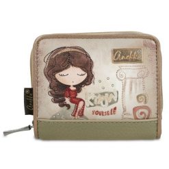 Beżowy Damski Kompaktowy Portfel Anekke. Brązowe portfele damskie Anekke, z materiału. Za 129.00 zł.