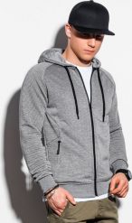 Ombre Bluza męska rozpinana z kapturem B1083 - szary melanż S. Szare bluzy męskie Ombre, m, bez wzorów, z kapturem. Za 39.99 zł.