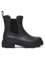 Tommy Hilfiger Kalosze Flag Cleated FW0FW09387 Czarny. Czarne kalosze damskie Tommy Hilfiger, bez wzorów, z gumy, bez zapięcia. Za 449.99 zł.