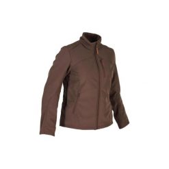 Kurtka SOFTSHELL myśliwska 500 damska. Brązowe kurtki sportowe damskie SOLOGNAC, bez wzorów, z elastanu, bez ramiączek, bez kaptura. Za 249.99 zł.