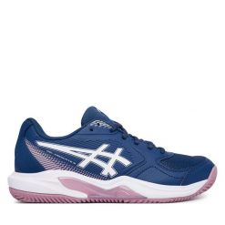 Buty do tenisa Asics. Niebieskie obuwie sportowe damskie Asics, bez wzorów, bez zapięcia, tenisowe. Za 309.99 zł.