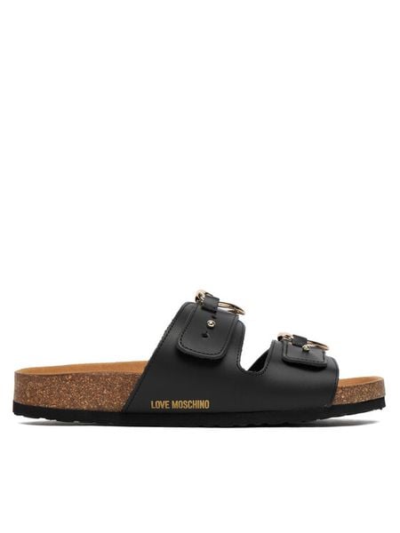LOVE MOSCHINO Klapki JA28173G0OIA0000 Czarny. Czarne klapki damskie Love Moschino, bez wzorów, ze skóry, bez obcasa, bez zapięcia. Za 420.99 zł.
