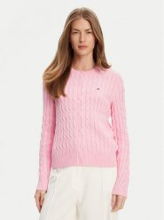 Tommy Hilfiger Kardigan WW0WW46514 Różowy Regular Fit. Czerwone kardigany damskie Tommy Hilfiger, m, bez wzorów, z bawełny, bez kołnierzyka. Za 459.99 zł.