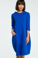Sukienka dresowa bombka oversize z kieszonką z przodu niebieska. Niebieskie sukienki damskie Sukienki.shop, na co dzień, l, bez wzorów, z bawełny, bez kołnierzyka, bez ramiączek, bombki. Za 219.00 zł.