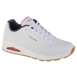 Męskie UNO STAND ON AIR Sneakersy Biały / Granatowy. Białe buty sportowe męskie Skechers, bez wzorów, z gumy, bez zapięcia. Za 425.00 zł.