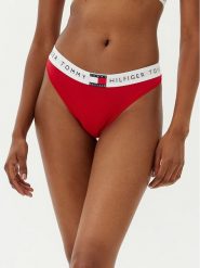 Tommy Hilfiger Stringi UW0UW06039 Czerwony. Czerwone majtki damskie Tommy Hilfiger, z bawełny. Za 59.99 zł.