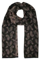Męski Szalik z Wiskozy - Alties - Czerń i Beż, Paisley. Szaliki męskie Alties, bez wzorów, z bawełny. Za 59.00 zł.