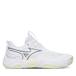 Buty halowe Mizuno. Białe obuwie sportowe damskie Mizuno, bez wzorów, bez zapięcia, mizuno wave. Za 709.99 zł.