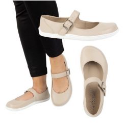 Baleriny barefoot damskie Olivier 1286 – skórzane buty z klamerką do codziennych i eleganckich stylizacji beżowe beżowy. Brązowe balerinki damskie na wiosnę, bez wzorów, ze skóry, biznesowe, bez obcasa, na płaskiej podeszwie, bez zapięcia. Za 484.00 zł.
