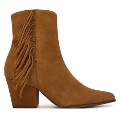 Kowbojki Aldo. Brązowe botki damskie Aldo, bez wzorów, bez obcasa, na słupku, bez zapięcia. Za 599.99 zł.