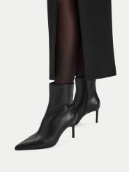 GINO ROSSI Botki C-TS6319-1 -N Czarny. Czarne botki damskie Gino Rossi, bez wzorów, ze skóry, bez obcasa, na szpilce, bez zapięcia. Za 349.99 zł.