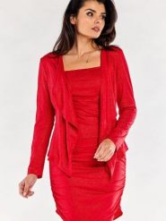 Żakiet Model A559 Red - awama. Czerwone marynarki i żakiety damskie Awama, bez wzorów, z elastanu, bez kołnierzyka, bez ramiączek. Za 256.23 zł.