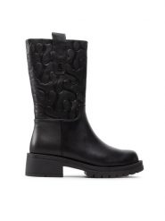 Simple Botki SL-26-02-000036 Czarny. Czarne botki damskie SIMPLE, bez wzorów, ze skóry, bez obcasa, na płaskiej podeszwie, bez zapięcia. Za 599.00 zł.