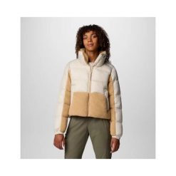 Kurtka ocieplana damska Columbia Leadbetter Point II Sherpa Hybrid. Białe kurtki sportowe damskie Columbia, na zimę, bez wzorów, bez ramiączek, bez kaptura, narciarskie. Za 574.99 zł.
