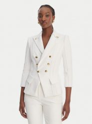 Elisabetta Franchi Marynarka GI-218-61E2-V780 Biały Regular Fit. Białe marynarki i żakiety damskie Elisabetta Franchi, bez wzorów, z syntetyku, bez kołnierzyka, bez ramiączek. Za 3,319.00 zł.