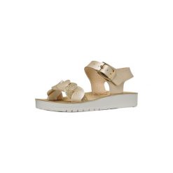 Sandały GEOX J SANDAL COSTAREI Złoty. Szare sandały damskie Geox, bez wzorów, z syntetyku, bez obcasa, bez zapięcia. Za 221.75 zł.