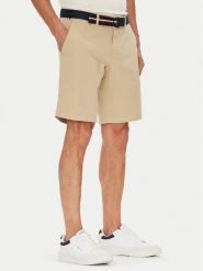 Tommy Hilfiger Szorty materiałowe Brooklyn MW0MW39706 Beżowy Regular Fit. Brązowe szorty męskie Tommy Hilfiger, bez wzorów, z bawełny. Za 239.99 zł.