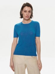 Weekend Max Mara Sweter Pancone 2415361032 Niebieski Regular Fit. Niebieskie swetry nierozpinane damskie Weekend Max Mara, s, bez wzorów, ze lnu, bez kołnierzyka, bez ramiączek. Za 409.99 zł.