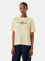 Tommy Hilfiger T-Shirt Crest WW0WW48713 Kremowy Relaxed Fit. Białe t-shirty damskie Tommy Hilfiger, xs, bez wzorów, z bawełny, bez kołnierzyka, bez ramiączek. Za 249.99 zł.