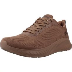 Buty SKECHERS BOBS SQUAD Brązowy. Brązowe obuwie trekkingowe damskie Skechers, z tkaniny, bez zapięcia. Za 263.99 zł.