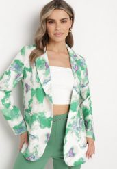 Beżowo-Zielona Dwurzędowa Marynarka z Abstrakcyjnym Wzorem Tie-Dye Floretellia. Brązowe marynarki i żakiety damskie Born2be, bez wzorów, z materiału, bez kołnierzyka, bez ramiączek. Za 169.99 zł.