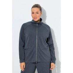 Damskie Bluza rozpinana chłodząca stójka długi rękaw. Fioletowe bluzy damskie Ulla Popken, plus size, bez wzorów, z elastanu, sportowe, bez ramiączek, bez kaptura. Za 349.99 zł.