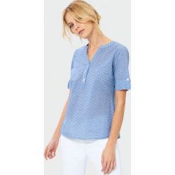 Bluzka z rękawem 3/4. Bluzki damskie Greenpoint, bez wzorów, z bawełny, bez kołnierzyka, bez ramiączek. Za 39.99 zł.