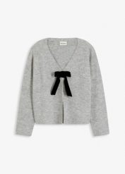 Kardigan. Szare kardigany damskie bonprix, bez wzorów, bez kołnierzyka. Za 112.99 zł.