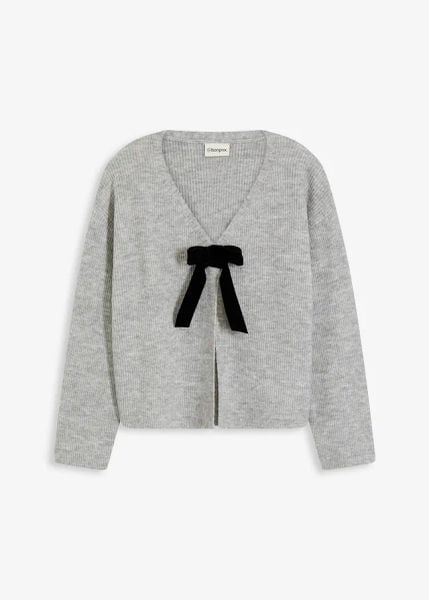 Kardigan. Szare kardigany damskie bonprix, bez wzorów, bez kołnierzyka. Za 114.99 zł.