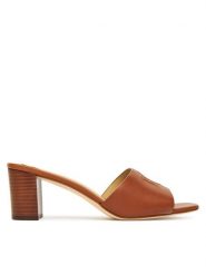 LAUREN RALPH LAUREN Klapki Everley Block-Heel 802974364002 Brązowy. Brązowe klapki damskie Lauren Ralph Lauren, bez wzorów, ze skóry, bez obcasa, bez zapięcia. Za 549.99 zł.