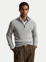 Polo Ralph Lauren Sweter 710B26776002 Szary jasny Regular Fit. Szare swetry męskie Polo Ralph Lauren, m, bez wzorów, z bawełny, bez kołnierzyka, bez ramiączek. Za 1,018.99 zł.