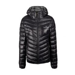 Kurtka puchowa damska Celsius. Czarne kurtki sportowe damskie Bergson, bez wzorów, z puchu, bez ramiączek, bez kaptura, trekkingowe. W wyprzedaży za 594.00 zł.