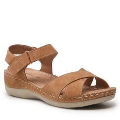 Sandały Clara Barson. Brązowe sandały damskie Clara Barson, bez wzorów, bez obcasa, na płaskiej podeszwie, bez zapięcia. Za 99.99 zł.