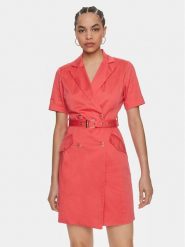 Fracomina Sukienka codzienna FS24SD1017W47201 Koralowy Regular Fit. Pomarańczowe sukienki damskie Fracomina, na co dzień, xl, bez wzorów, z bawełny, bez kołnierzyka, bez ramiączek, proste. Za 589.99 zł.