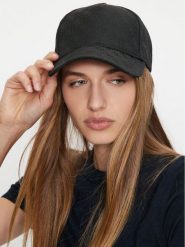 Guess Czapka z daszkiem AW5184 POL03 Czarny. Czarne czapki damskie Guess, z aplikacjami, z materiału. Za 109.99 zł.