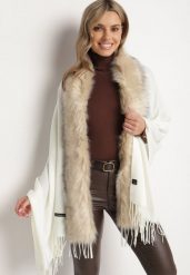 Jasnobeżowy Szalik z Bawełną i Wiskozą Ozdobiony Futerkiem Linnasse. Brązowe szaliki damskie Born2be, bez wzorów, z bawełny. Za 79.99 zł.