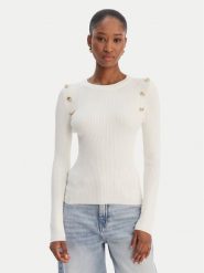 Guess Sweter W6RR58 Z2YK2 Écru Regular Fit. Swetry nierozpinane damskie Guess, s, z aplikacjami, z wiskozy, bez kołnierzyka, bez ramiączek. Za 399.99 zł.