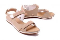 GEOX D52R6A 000EK C6029 taupe, sandały damskie. Brązowe sandały damskie Geox, bez wzorów, bez obcasa, bez zapięcia. Za 265.93 zł.