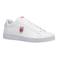 Trampki Męskie Skóra Court Shield. Białe trampki męskie K-SWISS, z aplikacjami, z koronki, klasyczne, bez zapięcia. Za 169.00 zł.