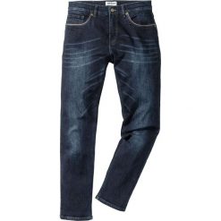 Dżinsy ze stretchem Slim Fit Straight bonprix ciemnoniebieski "used". Niebieskie jeansy męskie bonprix, z jeansu. Za 59.99 zł.