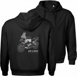 Topslang Bluza z kapturem motocyklowa z motocyklem na motor BMW GS 1300 Adventure męska czarna XL. Czarne bluzy męskie Topslang, m, bez wzorów, bez ramiączek, z kapturem. Za 189.90 zł.